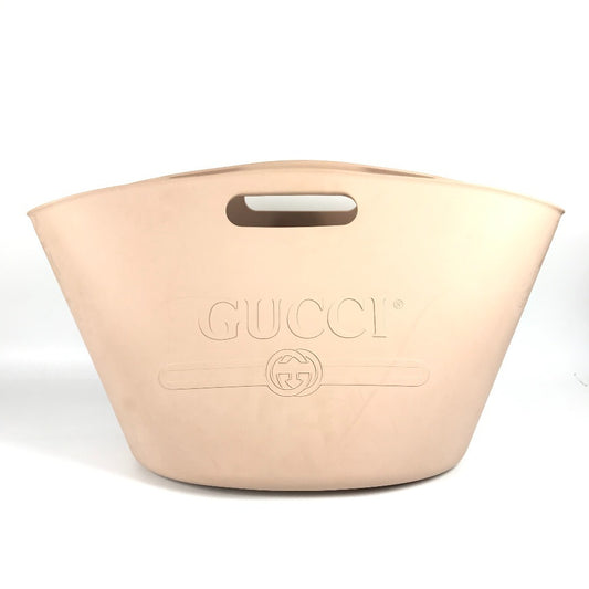 GUCCI 511261 Bucket Bag Logo Laundry Bag Handbag Rubber Women's Beige