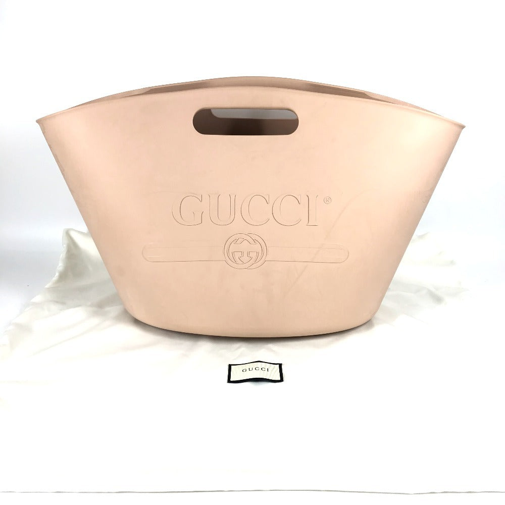 GUCCI 511261 Bucket Bag Logo Laundry Bag Handbag Rubber Women's Beige