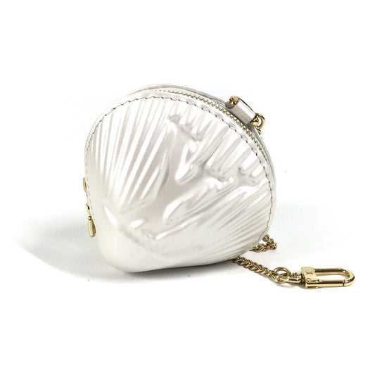 LOUIS VUITTON M92508 By the Pool Shell Coin Purse Wallet with Keychain and Chain Charm, Leather, Women's, Shaded Blue, White
