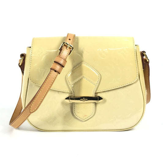 LOUIS VUITTON M91731 Monogram Vernis Bellflower PM Crossbody Flap Shoulder Bag in Jaune Passion Yellow.