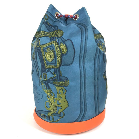 HERMES 巾着バッグ ソワクール カバン 肩掛け ショルダーバッグ シルク レディース オレンジ