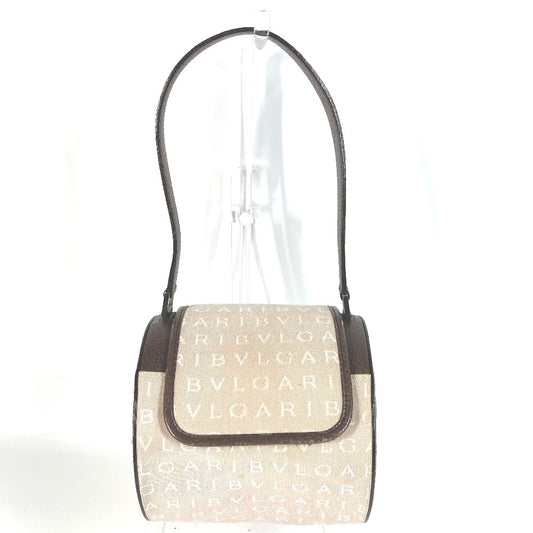 BVLGARI BVLGARI B-ZERO1 Drum Shoulder Bag with Flap, Leather/Canvas, Beige, Women's