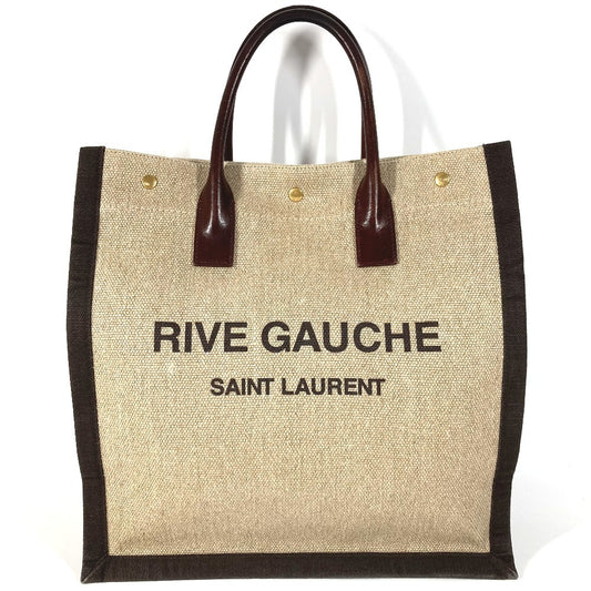 SAINT LAURENT PARIS 631682 RIVE GAUCHE Noé Rive Gauche Tote Bag Shoulder Bag Vertical Tote Handbag Linen Women's Brown