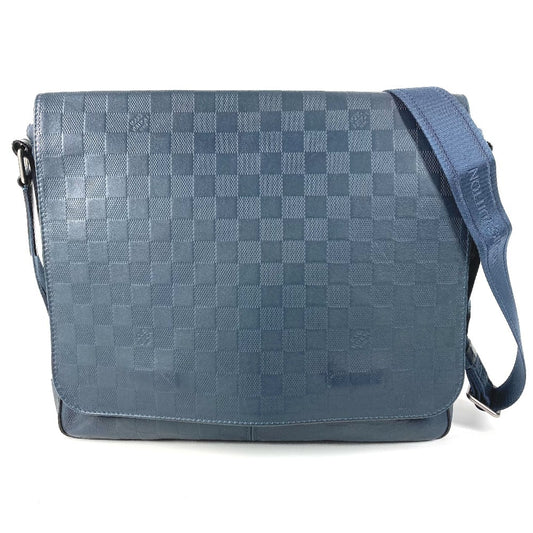 LOUIS VUITTON N41285 Damier Infini District PM Crossbody Flap Messenger Bag/Shoulder Bag in Damier Infini Leather, Unisex, Navy