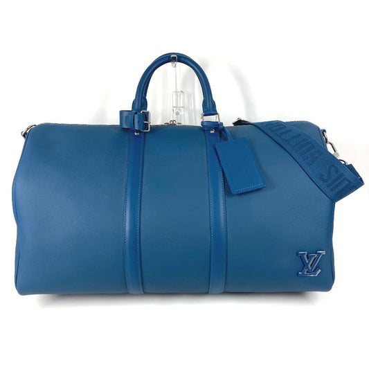 LOUIS VUITTON M23727 LV アエログラム キーポル バンドリエール 50 旅行バッグ トラベルバッグ カバン 2WAYバッグ ショルダーバッグ ボストンバッグ レザー レディース ブルー