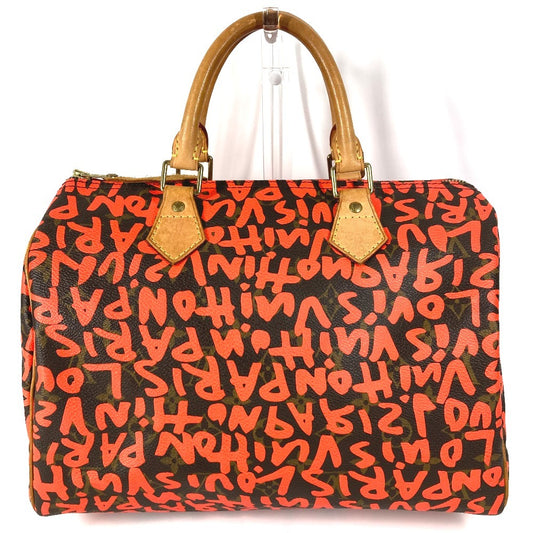 LOUIS VUITTON M93705 Monogram Graffiti Speedy 30 Handbag, Mini Boston Bag, Monogram Graffiti Canvas, Women's, Orange