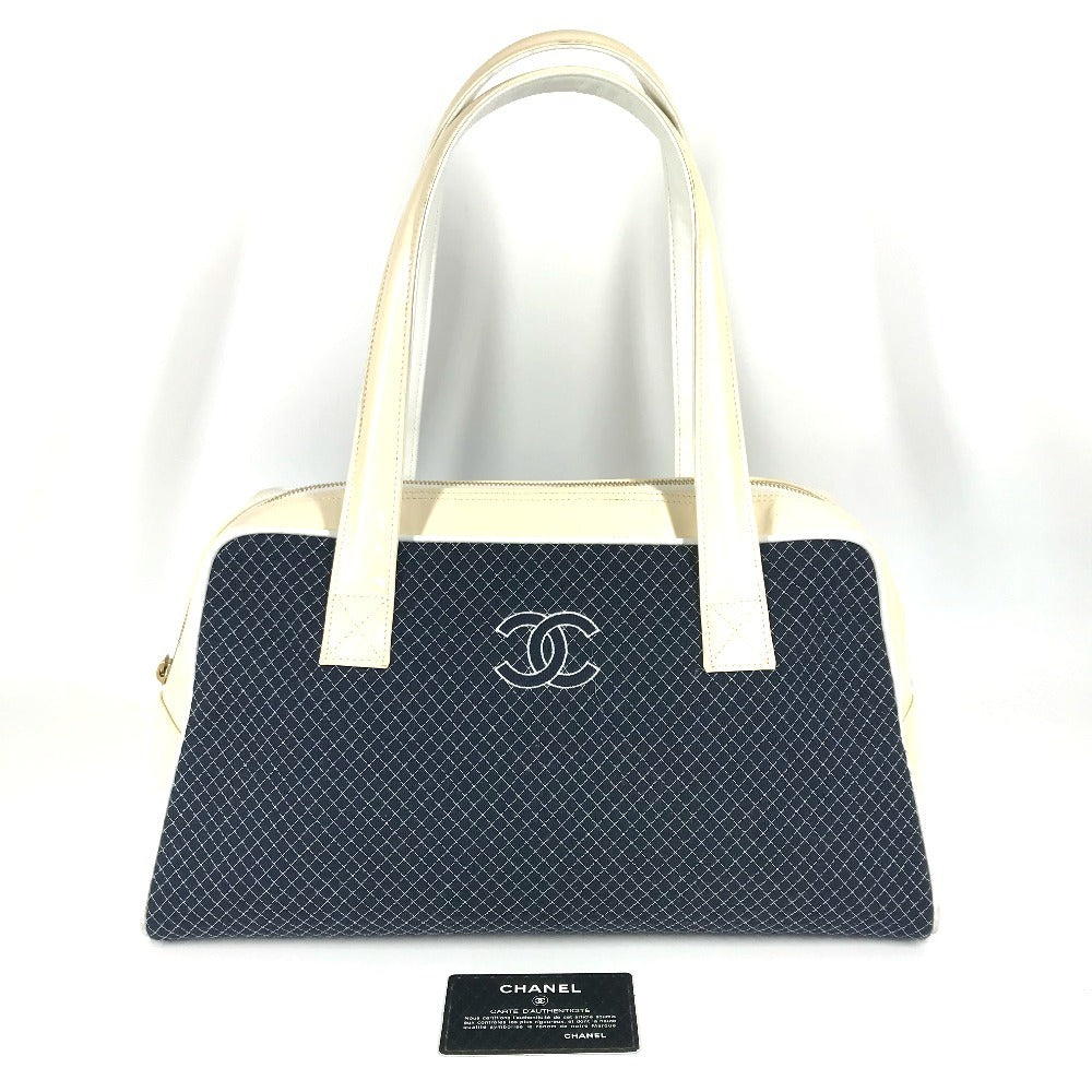 CHANEL CC ココマーク ロゴ キルティング マトラッセ カバン スポーツバッグ ボストンバッグ ショルダーバッグ キャンバス レディース ネイビー
