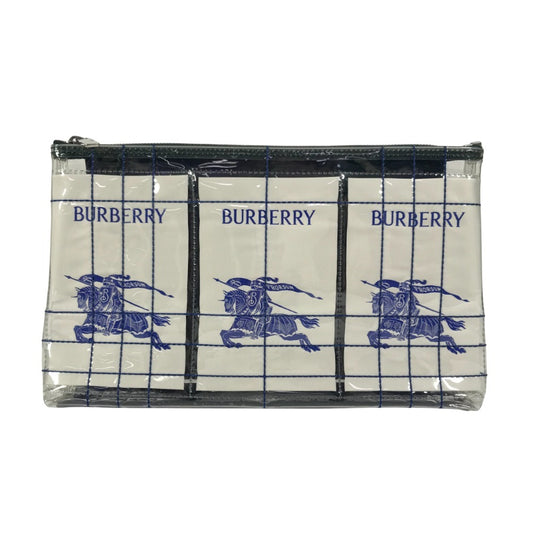 BURBERRY EKD Travel Pouch, Logo Clutch Bag, Purse, Second Bag, Vinyl, Unisex, Clear