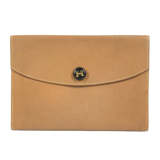 HERMES Hロゴ ヴィンテージ ポシェットリオ ポシェットリオ クラッチバッグ カバン ポーチ セカンドバッグ レザー ユニセックス ブラウン