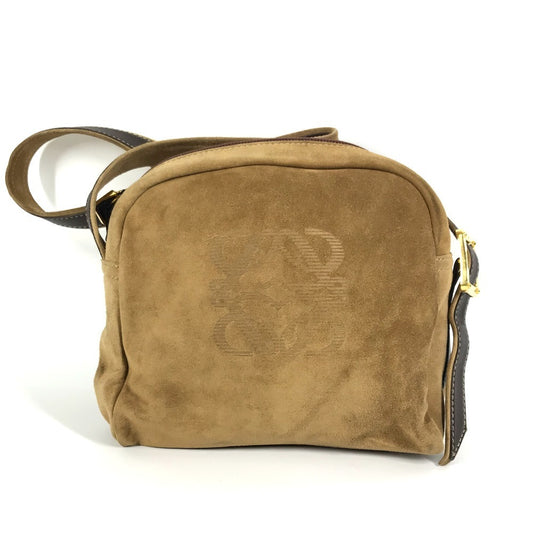 LOEWE ヴィンテージ アナグラム ロゴ カバン 肩掛け ショルダーバッグ レザー/スエード レディース ブラウン
