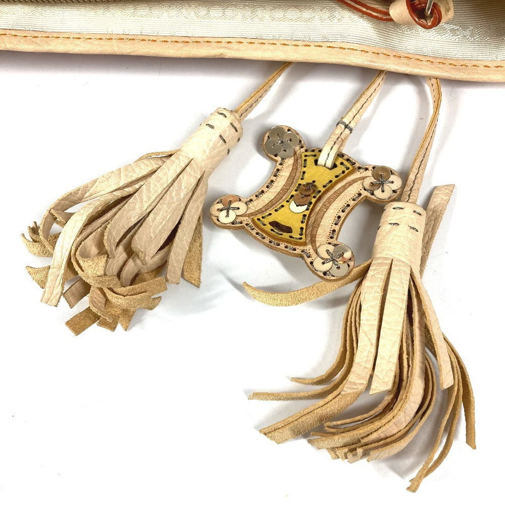 CELINE フリンジ タッセル ロゴ マカダム ブギーバッグ トートバッグ カバン ハンドバッグ レザー/キャンバス レディース オレンジ