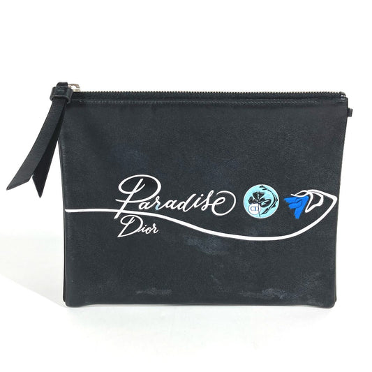 Dior ロゴ カバン セカンドバッグ ポーチ クラッチバッグ レザー ユニセックス ブラック