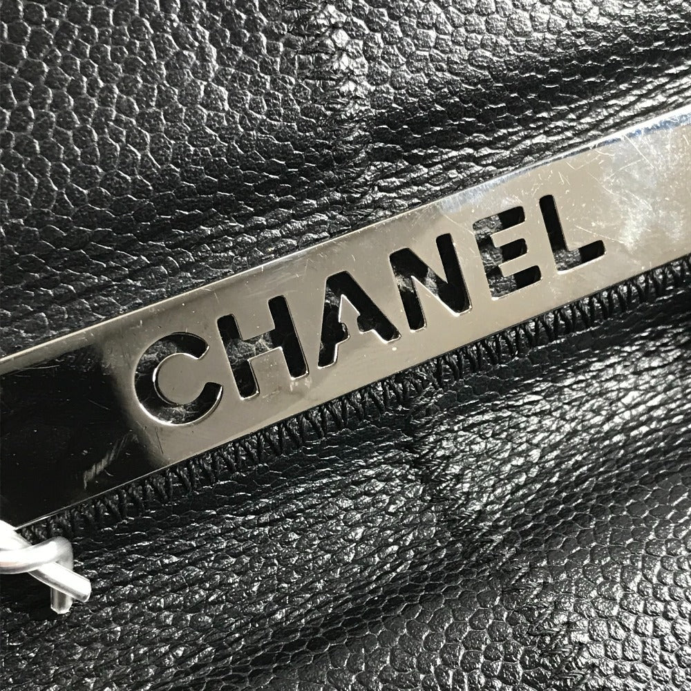 CHANEL Chocolate Bar CC Coco Mark Logo Shoulder Tote Bag Shoulder Bag Caviar Skin Unisex Black
