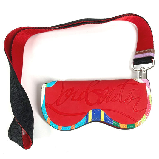 Christian Louboutin Sole Logo Pouch with Strap, Eyeglasses, Sunglasses, Rubber Case, Unisex, Multicolor