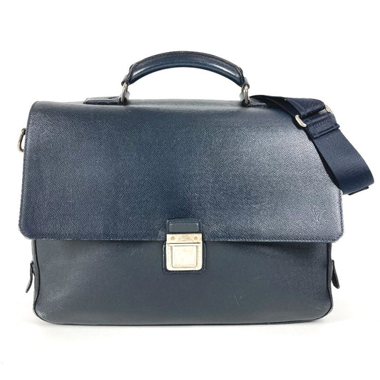 LOUIS VUITTON M32637 Taiga Vassili GM Bag, 2-Way Handbag, Shoulder Bag, Business Bag, Taiga Leather, Unisex, Boreal Navy