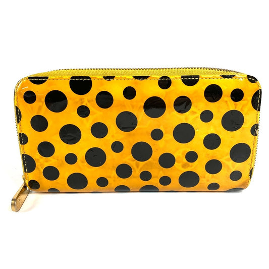 LOUIS VUITTON M91571 Dot Infinity Yayoi Kusama Polka Dot Zippy Wallet, Long Wallet with Round Zipper, Patent Leather, Women's, Yellow