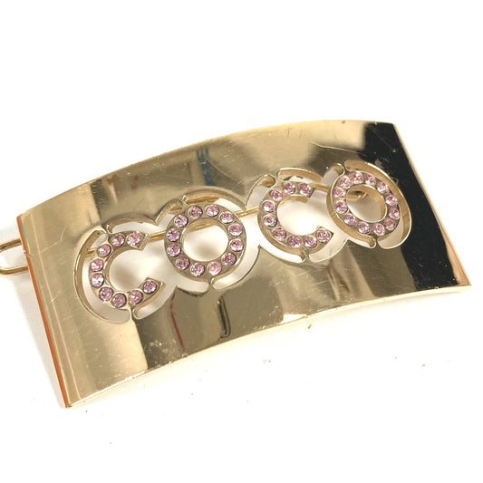 CHANEL 02P COCO ココ ロゴ ラインストーン アクセサリー ヘアアクセサリー ヘアピン バレッタ メタル レディース ゴールド