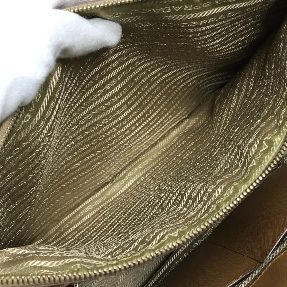 PRADA バイカラー トライアングルロゴ 三角ロゴ プレート カバン トートバッグ 書類バッグ ビジネスバッグ ハンドバッグ サフィアーノレザ- ユニセックス ブラウン