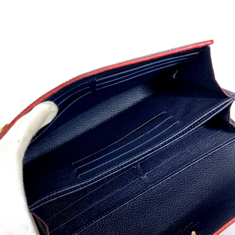 LOUIS VUITTON M62127 Monogram Empreinte Portefeuille Pont-Neuf Long Wallet Flap Long Wallet Monogram Empreinte Leather Unisex Marine Rouge Navy