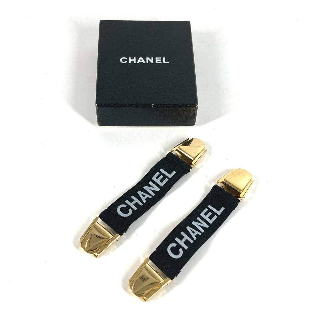 CHANEL ロゴ ヴィンテージ アームバンド 2つ セット ペア アクセサリー 袖止め 袖止め ベルト ゴム レディース ブラック