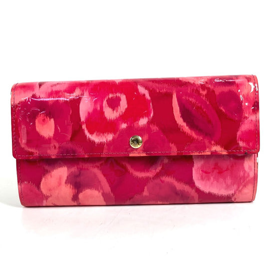 LOUIS VUITTON M90022 モノグラムイカットフラワー ポルトフォイユサラ ロングウォレット フラップ 花柄 長財布 エナメル ユニセックス ローズアンディアンピンク ピンク