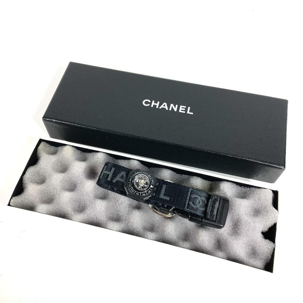 CHANEL Sports CC Coco Mark 03A Compass Accessory Keyring Bracelet Canvas Unisex Black