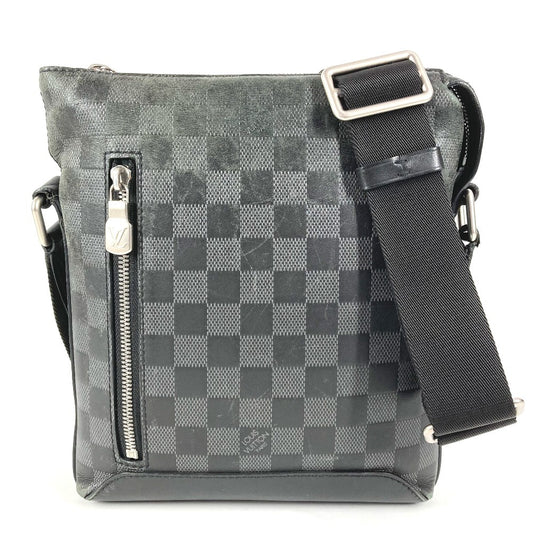 LOUIS VUITTON N42418 ダミエアンフィニ ディスカバリーメッセンジャー カバン 斜め掛け ポシェット ショルダーバッグ ダミエアンフィニレザー ユニセックス オニキス ブラック
