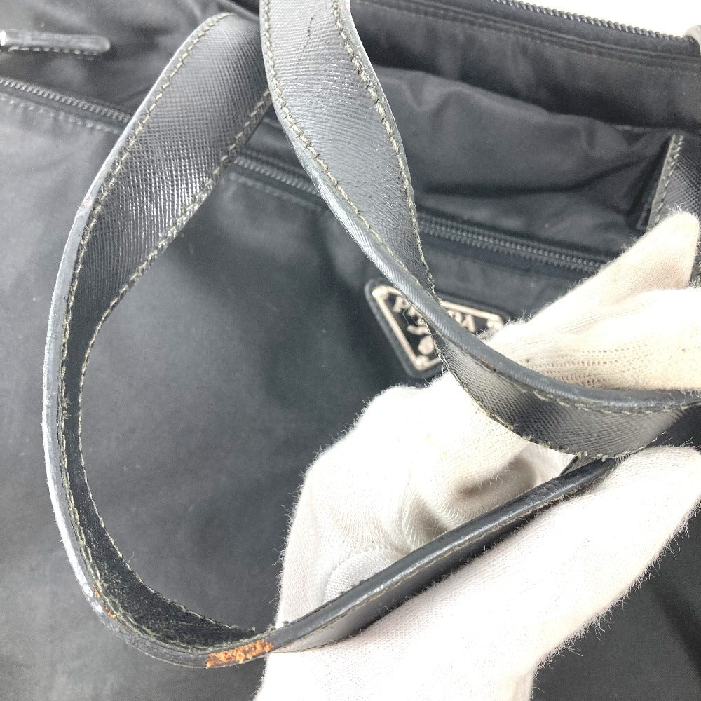 PRADA ブリーフケース 書類バッグ トライアングルロゴ 三角ロゴ プレート カバン トートバッグ 斜め掛け 2WAYバッグ ショルダーバッグ ビジネスバッグ レザー/ナイロン ユニセックス ブラック