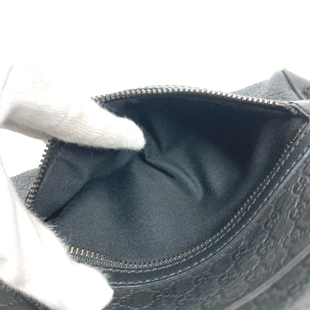 GUCCI 419775 グッチシマ GG ロゴ クラッチバッグ カバン ポーチ 持ち手つき セカンドバッグ シマレザー ユニセックス ブラック