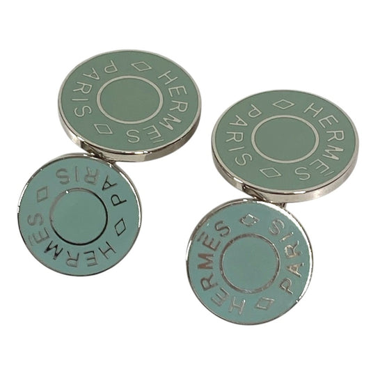 HERMES セリエ ロゴ カフス アクセサリー カフリンクス ボタン カフス メタル ユニセックス ブルー