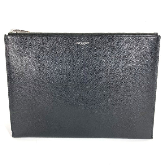 Saint Laurent 397294 ロゴ カバン ポーチ セカンドバッグ クラッチバッグ レザー ユニセックス ブラック
