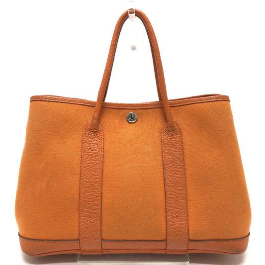HERMES ガーデンパーティTPM ガーデンパーティ TPM カバン トートバッグ ハンドバッグ レザー/キャンバス ユニセックス オレンジ