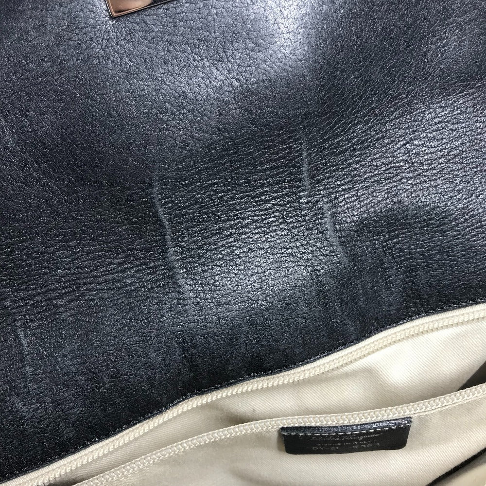 Salvatore Ferragamo Gancini Logo Shoulder Bag Flap Tote Bag Business Bag Shoulder Bag Leather Unisex Black