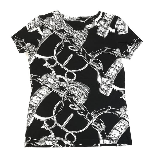 HERMES 総柄 ロゴ アパレル トップス 半袖 半袖Tシャツ コットン レディース ブラック