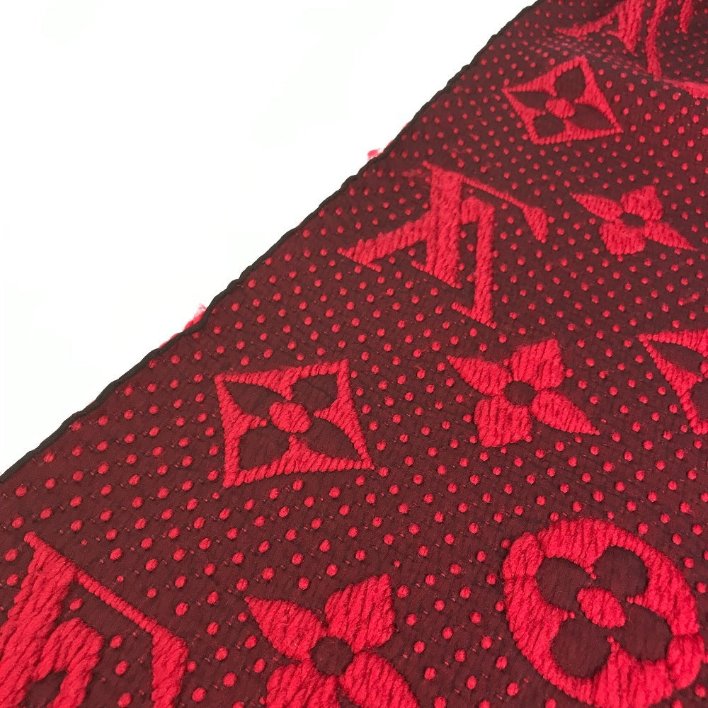 LOUIS VUITTON M72432 Echarpe Logo Mania Fringed Scarf Wool Unisex Red
