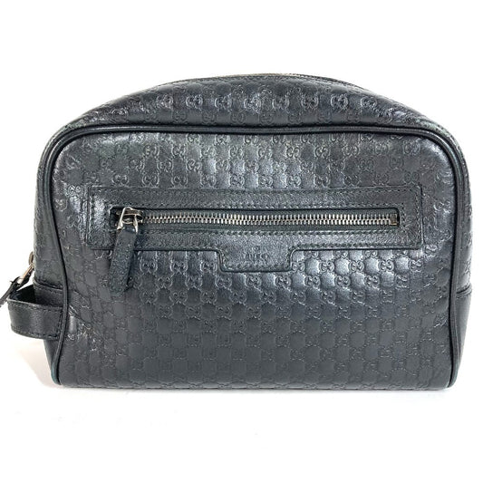 GUCCI 419775 グッチシマ GG ロゴ クラッチバッグ カバン ポーチ 持ち手つき セカンドバッグ シマレザー ユニセックス ブラック