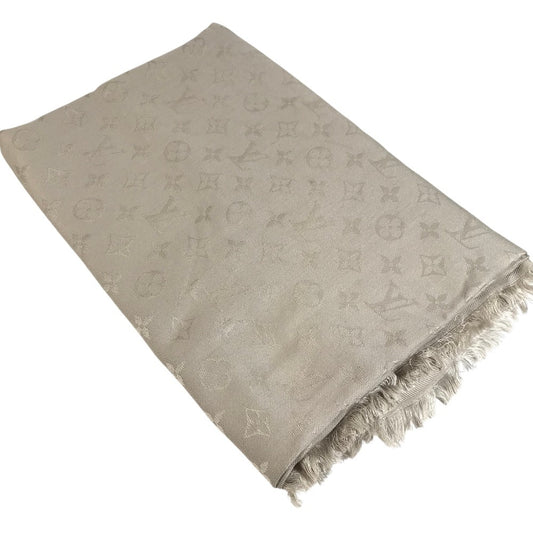 LOUIS VUITTON M71336 モノグラム ショール モノグラム 大判 アパレル小物 ストール フリンジ マフラー ショール ウール ユニセックス ベージュ