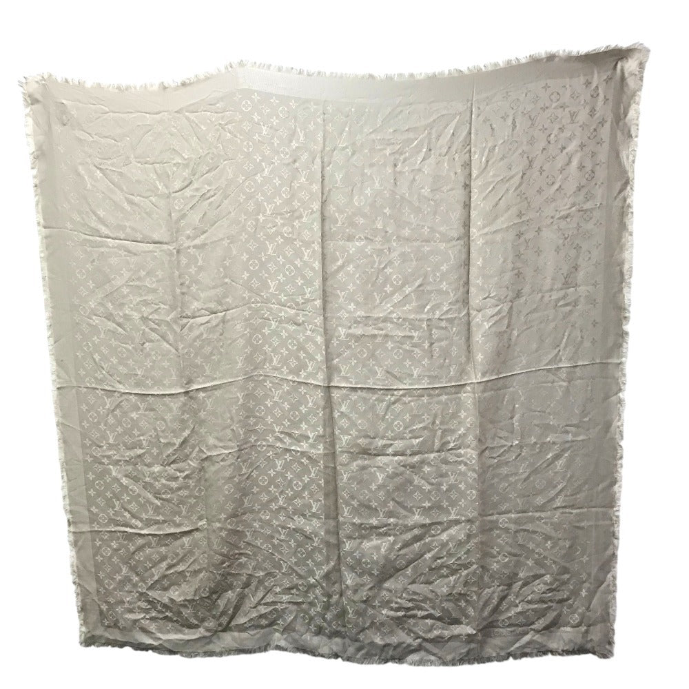 LOUIS VUITTON M71336 Monogram Shawl Monogram Large Apparel Accessory Stole Fringe Muffler Shawl Wool Unisex Beige