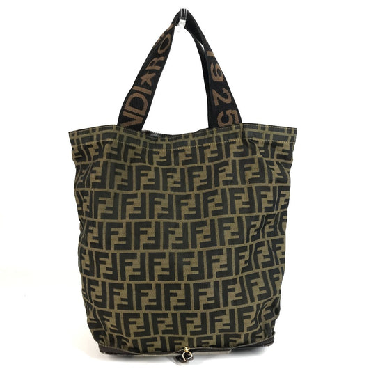 FENDI ヴィンテージ ズッカ ロゴ 折り畳み エコバッグ カバン バッグ 肩掛け トートバッグ ハンドバッグ ショルダーバッグ キャンバス ユニセックス ブラウン