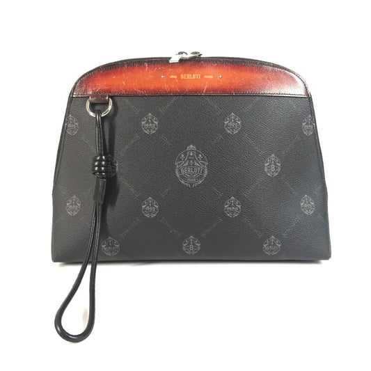 Berluti Escapade Logo Pouch Bag Second Bag Clutch Bag Leather Unisex Black