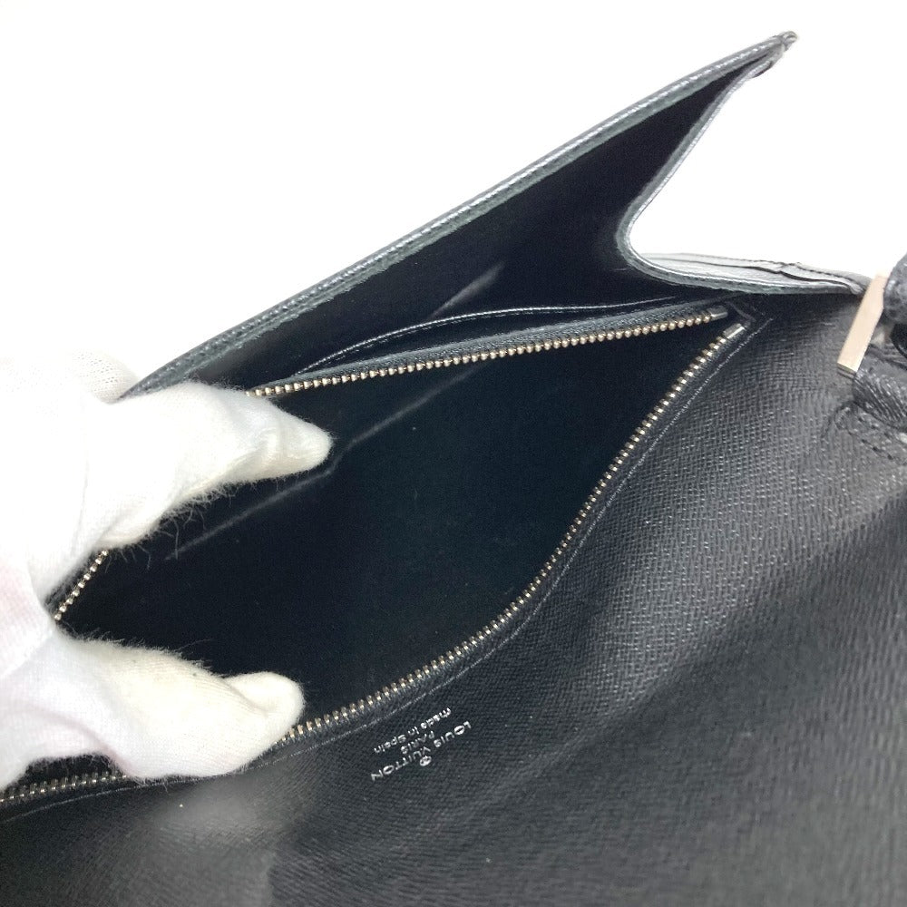 LOUIS VUITTON M30782 Taiga Selenga Bag, Strap, Flap Pouch, Clutch Bag, Second Bag, Taiga Leather, Men's, Ardoise, Black