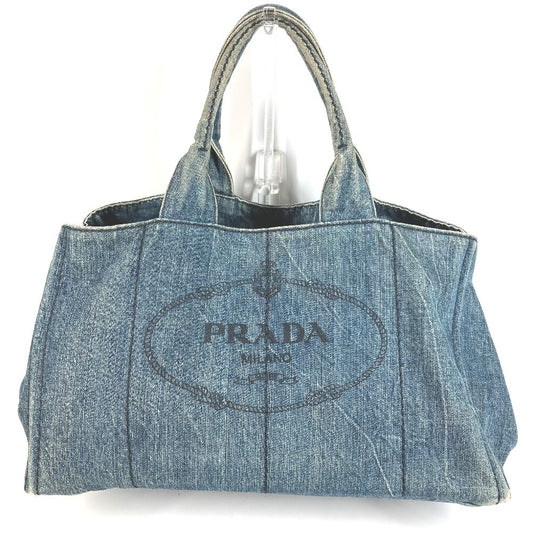 PRADA B1872B カナパ ロゴ ハンドバッグ ショルダーバッグ トートバッグ デニム ユニセックス ブルー