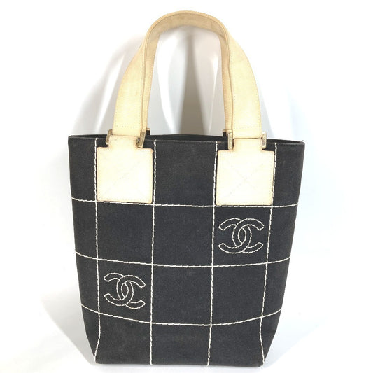 CHANEL チョコバー CC ココマーク ロゴ ハンドバッグ ショルダーバッグ トートバッグ コットン ユニセックス ブラック