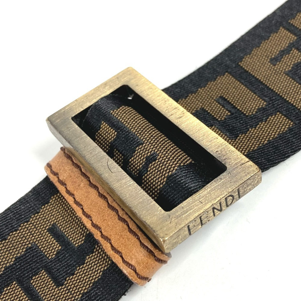 FENDI Zucca Logo Bag Crossbody Pouch Shoulder Bag Nylon Canvas/Leather Unisex Brown