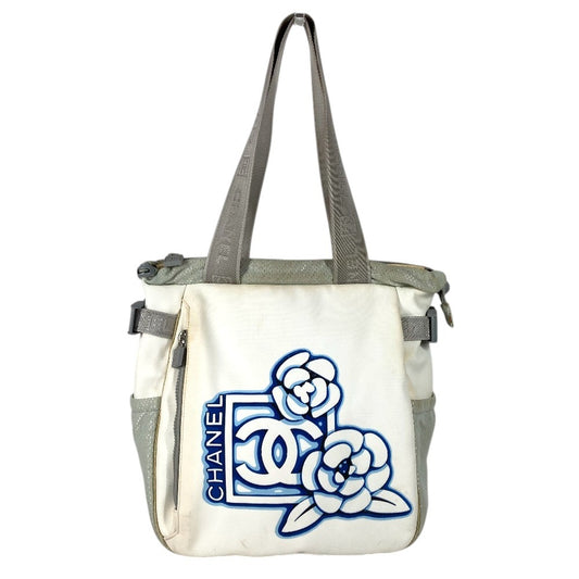 CHANEL スポーツ ライン カメリア CC ココマーク ロゴ カバン 肩掛け トートバッグ ショルダーバッグ ナイロン ユニセックス ブルー