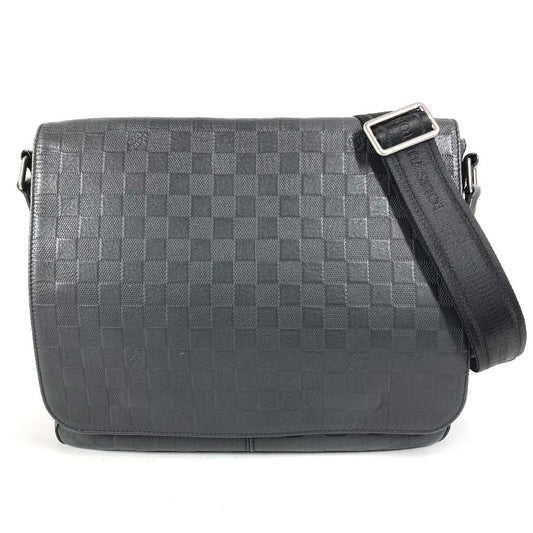 LOUIS VUITTON N41284 ダミエアンフィニ ディストリクトMM ディストリクト MM メッセンジャーバッグ カバン フラップ 斜め掛け ショルダーバッグ ダミエアンフィニレザー ユニセックス オニキス ブラック