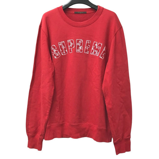 LOUIS VUITTON 不明 SUPREMEコラボ シュプリーム アーチロゴ クルーネック スウェット 長袖 アパレル トップス トレーナー コットン メンズ レッド