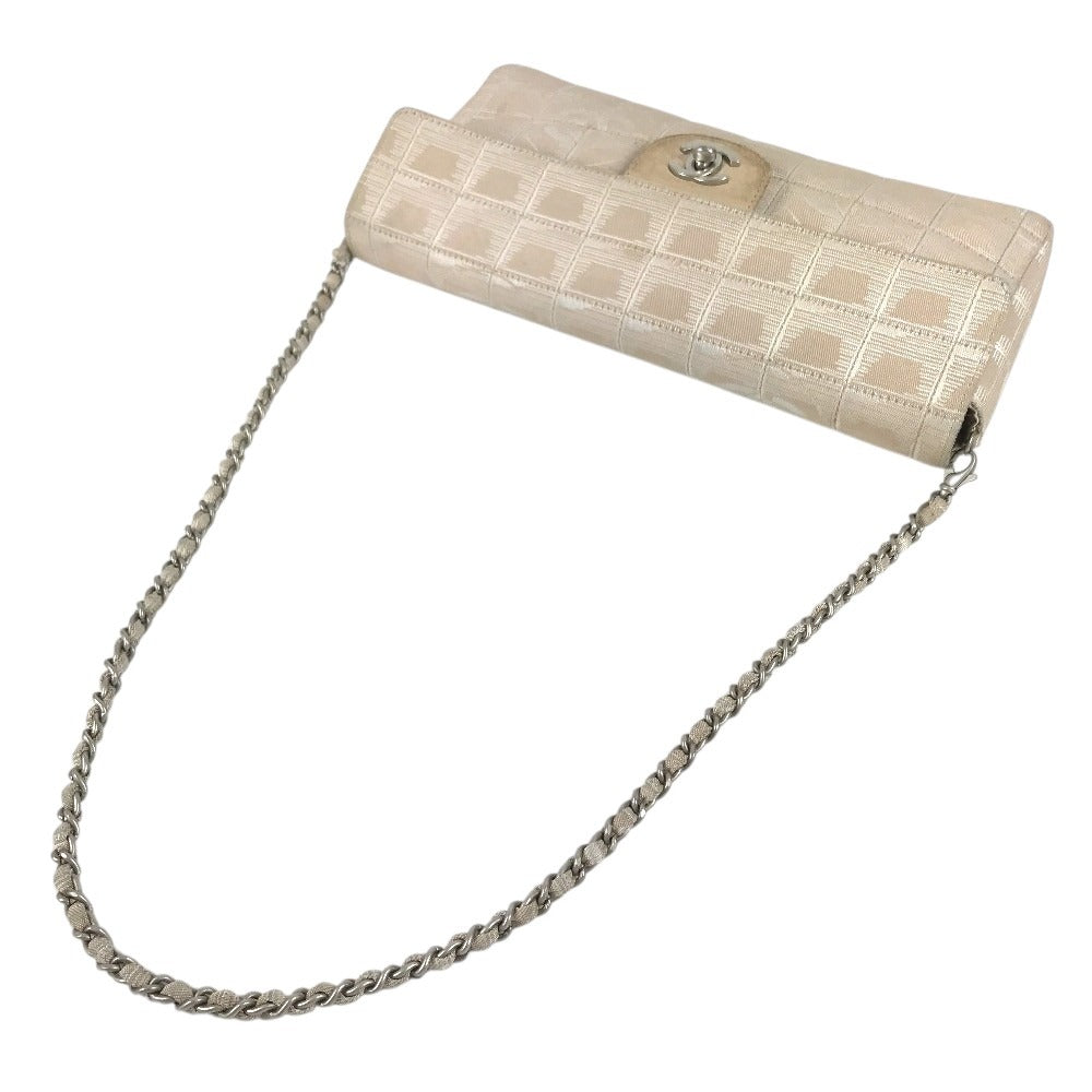 CHANEL ニュートラベルライン CC ココマーク ロゴ カバン 肩掛け フラップ チェーンバッグ ショルダーバッグ ナイロン レディース ベージュ