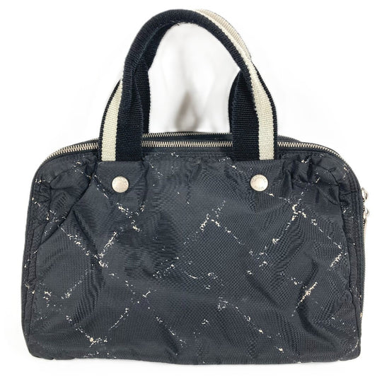 CHANEL Old travel line pouch bag Bag Hand Bag Nylon Black Used
