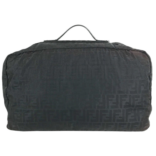 FENDI FF Logo Zucca Bag 2WAY Duffle Bag Nylon Black Used